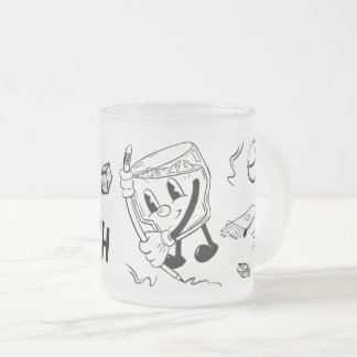 Caneca De Café Vidro Jateado Drink & Sketch (black and white)