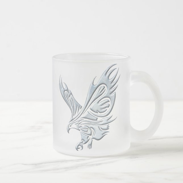 Caneca De Café Vidro Jateado Eagle tribal (Direita)