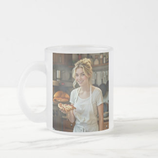 Caneca De Café Vidro Jateado Eating Pizza Photo Personalize Customize