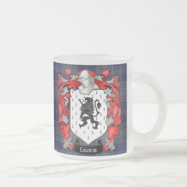 Caneca De Café Vidro Jateado Edwards Family Crest - País de Gales (Direita)