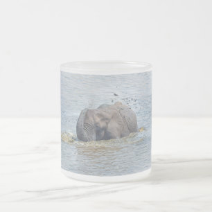 Caneca De Café Vidro Jateado Elefante-balneário