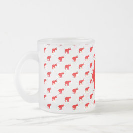 Caneca De Café Vidro Jateado Elefante de polkadot vermelho