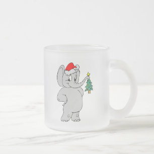 Caneca De Café Vidro Jateado Elefante do Natal