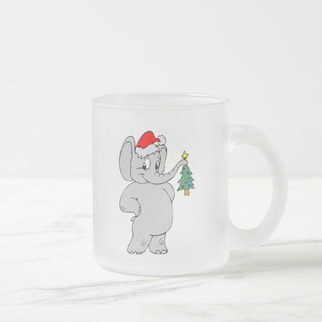 Caneca De Café Vidro Jateado Elefante do Natal (Direita)