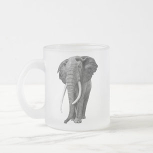 Caneca De Café Vidro Jateado Elefante-touro - Desenho a lápis