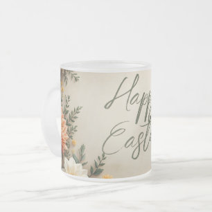 Caneca De Café Vidro Jateado Elegância Floral - Saudações de Páscoa de Primaver