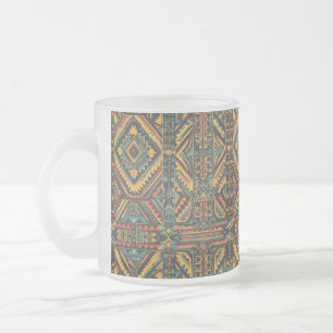 Caneca De Café Vidro Jateado "Elegância Geométrica Séculos - Velha" Azul Eetano