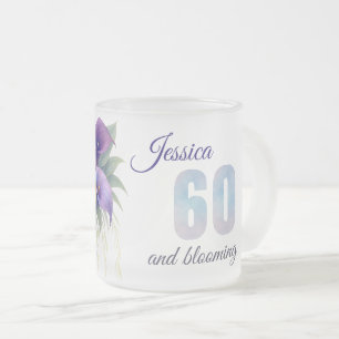 Caneca De Café Vidro Jateado Elegante Calla Lily 60th Birthday Milestone