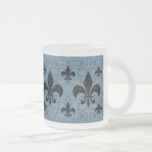 Caneca De Café Vidro Jateado Elegante Fleur-De-Lis