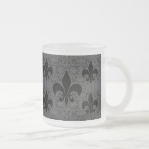 Caneca De Café Vidro Jateado Elegante Fleur-De-Lis