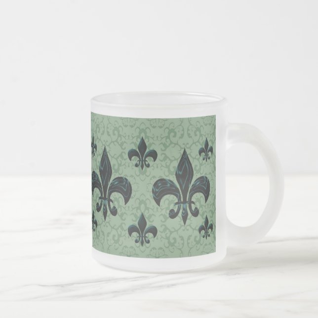 Caneca De Café Vidro Jateado Elegante Fleur-De-Lis (Direita)