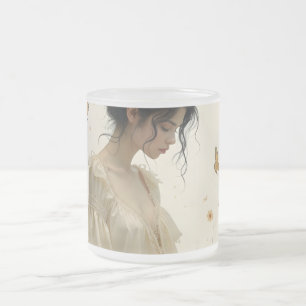 Caneca De Café Vidro Jateado Eleição gentil em uma dança de borboleta