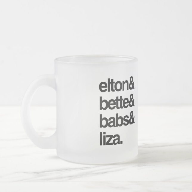 Caneca De Café Vidro Jateado Elton Bette Babs e Liza (Esquerda)