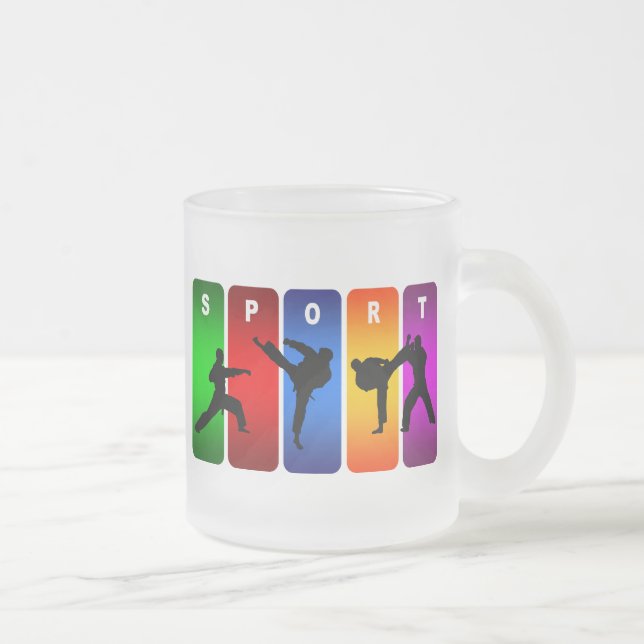 Caneca De Café Vidro Jateado Emblema multicolorido do karaté (Direita)