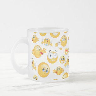 Caneca De Café Vidro Jateado Emoji Pattern