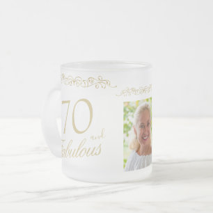 Caneca De Café Vidro Jateado Enfeite 70 e Fabuloso Foto de Aniversário de 70 an