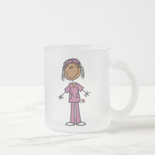 Caneca De Café Vidro Jateado Enfermeira Afro-Americana