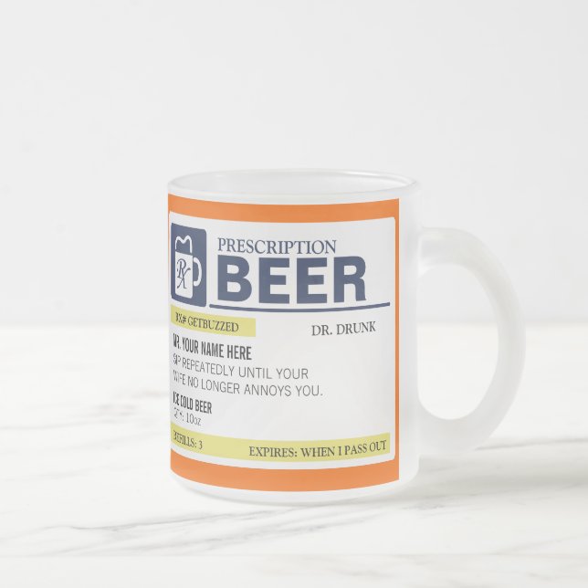 Caneca De Café Vidro Jateado Engraçado Receita Cerveja (Direita)