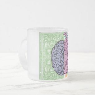 Caneca De Café Vidro Jateado Equilíbrio do coração do cérebro emoção