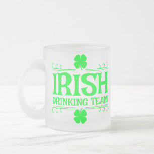 Caneca De Café Vidro Jateado Equipe Irlandesa de Bebedores Shamrock Verde