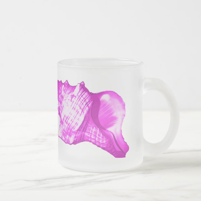 Caneca De Café Vidro Jateado Esboço da concha - tons de orquídea e branco (Direita)