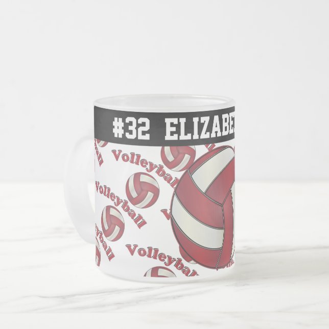 Caneca De Café Vidro Jateado Escuro - o voleibol vermelho | personaliza (Frente Esquerda)