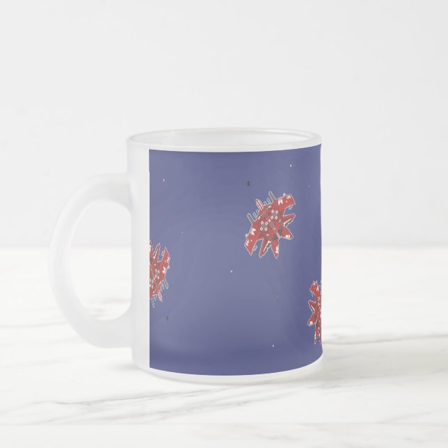 Caneca De Café Vidro Jateado espaçonaves vermelhas no espaço (Esquerda)