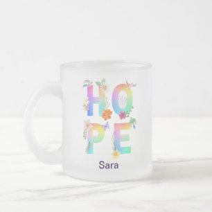 Caneca De Café Vidro Jateado Esperança de inspiração motivacional artística pos
