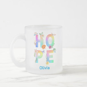Caneca De Café Vidro Jateado Esperança de inspiração motivacional artística pos