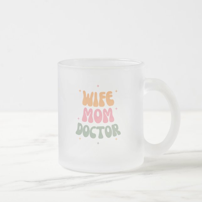 Caneca De Café Vidro Jateado Esposa, mãe, doutor (Direita)