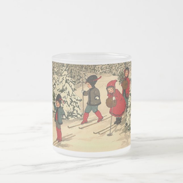 Caneca De Café Vidro Jateado Esqui de inverno (Centro)