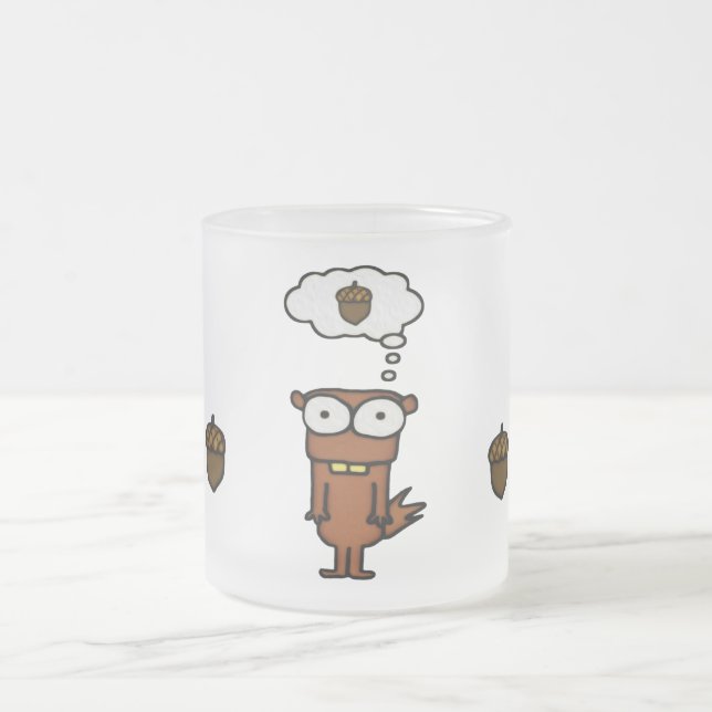 Caneca De Café Vidro Jateado Esquilo de desenho animado (Centro)