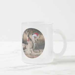 Caneca De Café Vidro Jateado Estilo do australiano dos cangurus do Natal