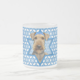 Caneca De Café Vidro Jateado Estrela de David de Hanukkah - Airedale Terrier