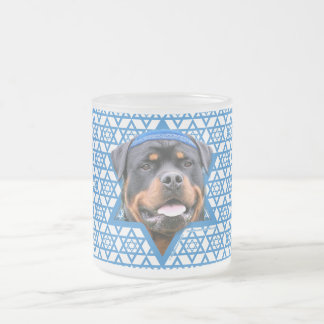 Caneca De Café Vidro Jateado Estrela de David de Hanukkah - Rottweiler