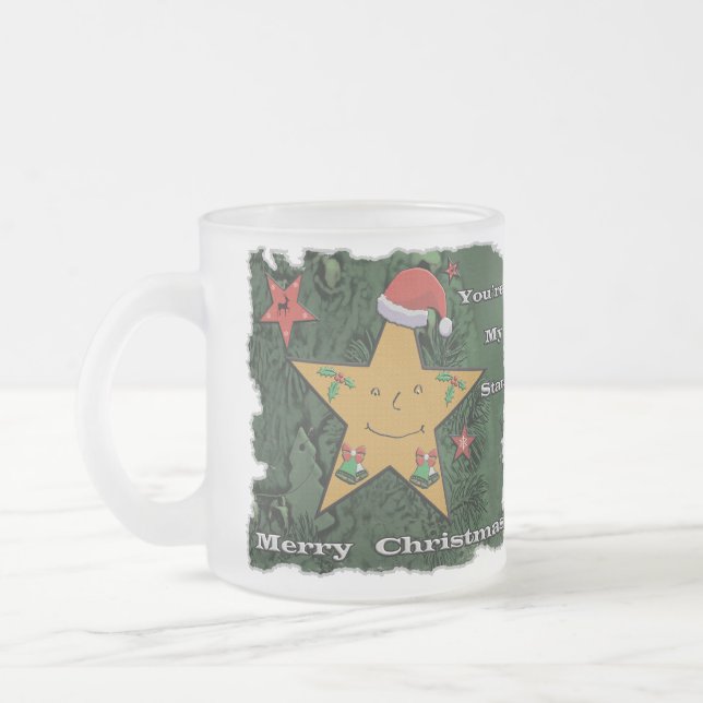 Caneca De Café Vidro Jateado Estrela de pão de Natal feliz (Esquerda)