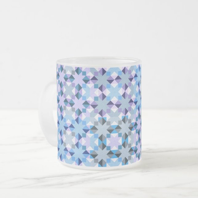 Caneca De Café Vidro Jateado Estrela de patchwork de inverno (Frente Esquerda)
