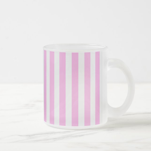 Caneca De Café Vidro Jateado Estrias doces brancas e rosadas (Direita)