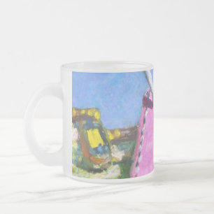 Caneca De Café Vidro Jateado Etiqueta Rosa