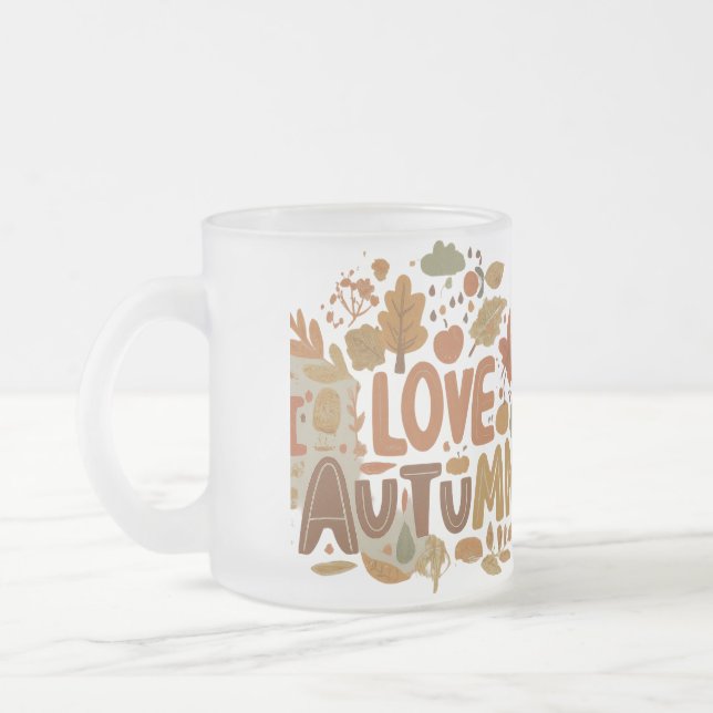 Caneca De Café Vidro Jateado Eu adoro o outono (Esquerda)