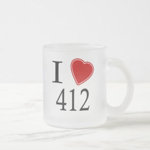 Caneca De Café Vidro Jateado Eu amo 412 Pittsburgh