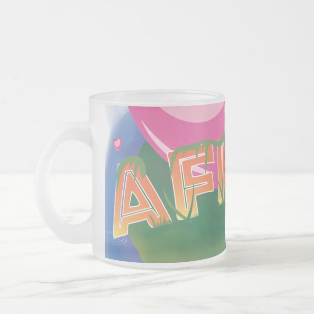 Caneca De Café Vidro Jateado Eu Amo a África (Esquerda)