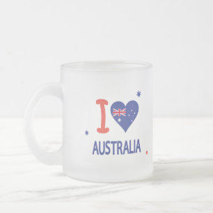 Caneca De Café Vidro Jateado "EU AMO A AUSTRÁLIA" Dia da Austrália 26 de janeir