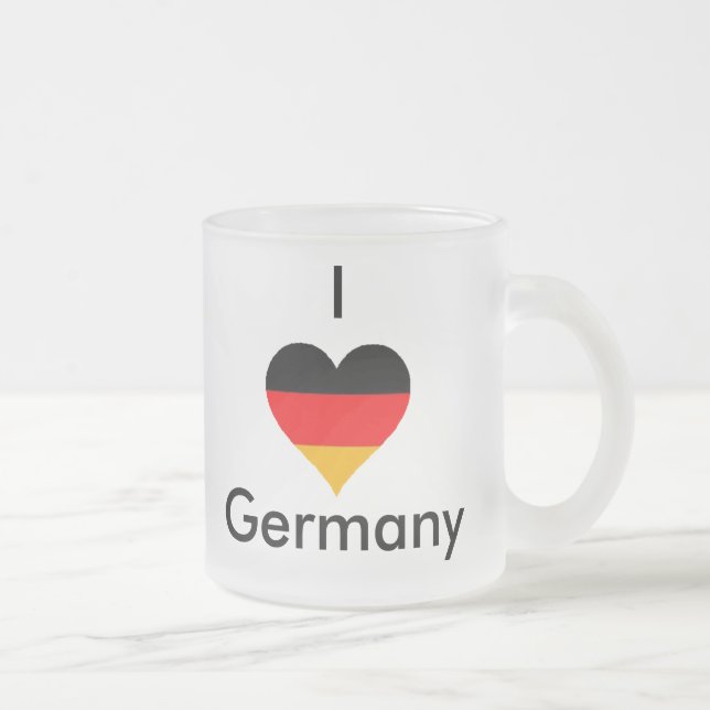 Caneca De Café Vidro Jateado Eu amo a caneca do vidro de Alemanha! (Direita)