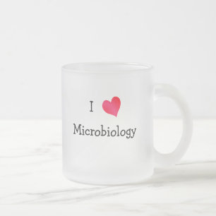 Caneca De Café Vidro Jateado Eu amo a microbiologia