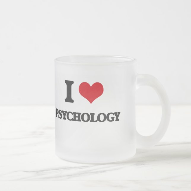Caneca De Café Vidro Jateado Eu amo a psicologia (Direita)