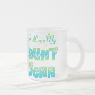 Caneca De Café Vidro Jateado Eu amo a tia Jenn