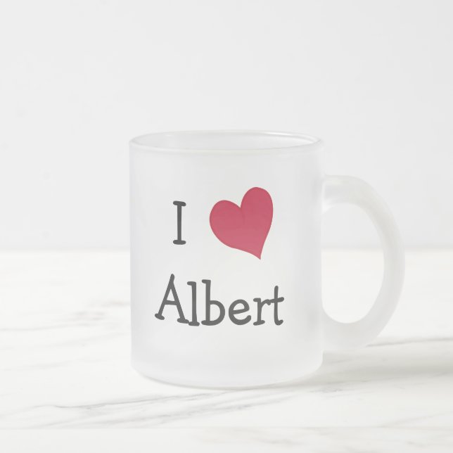 Caneca De Café Vidro Jateado Eu amo Albert (Direita)