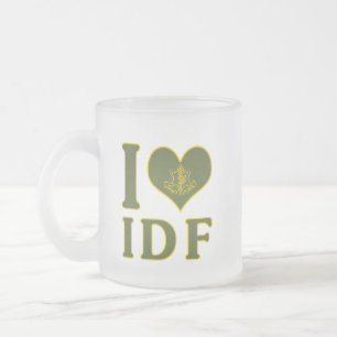 Caneca De Café Vidro Jateado Eu Amo as FDI - Forças de Defesa de Israel - Judai