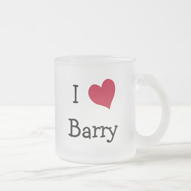 Caneca De Café Vidro Jateado Eu Amo Barry (Direita)